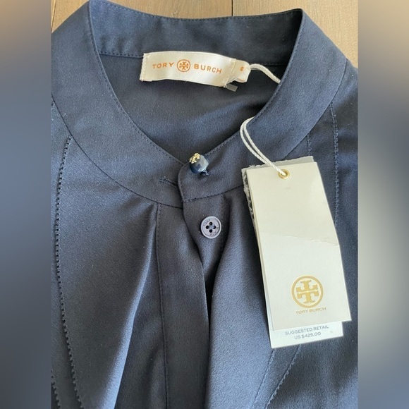 Tory Burch navy blue ruffle dress NWT - Picture 7 of 9